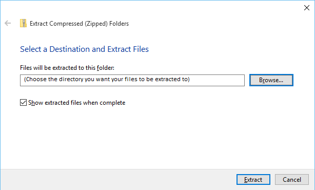 Extracting files on Windows 10